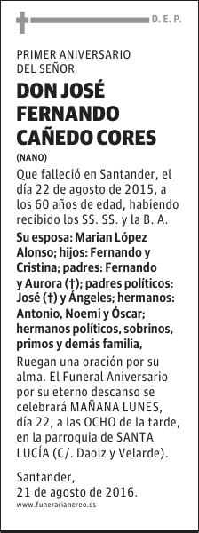 DON JOSÉ FERNANDO CAÑEDO CORES