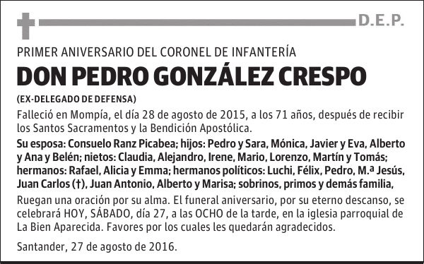 DON PEDRO GONZÁLEZ CRESPO