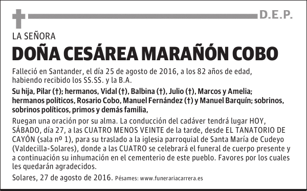 DOÑA CESÁREA MARAÑON COBO