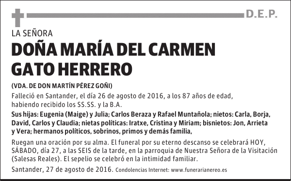 DOÑA MARÍA DEL CARMEN GATO HERRERO