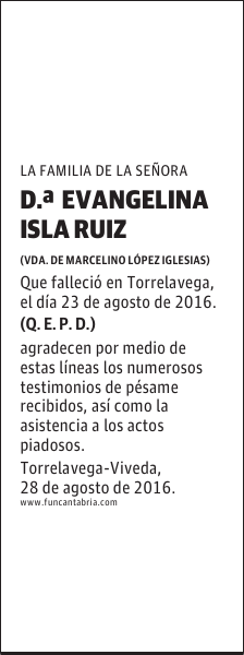 Doña Evangelina Isla Ruíz