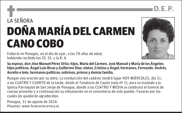 DOÑA MARÍA DEL CARMEN CANO COBO