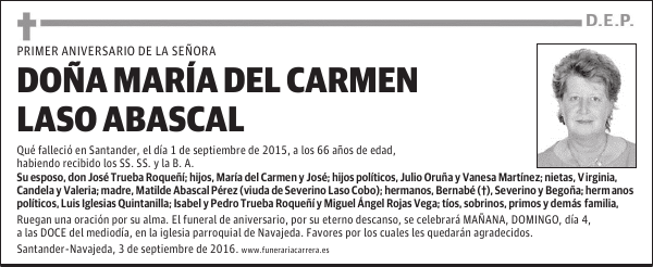 DOÑA MARÍA DEL CARMEN LASO ABASCAL
