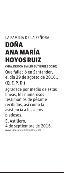 Doña Ana María Hoyos Ruiz