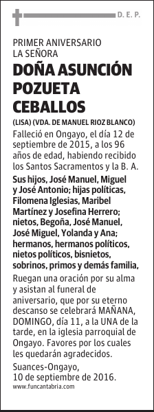 Doña Asunción Pozueta Ceballos