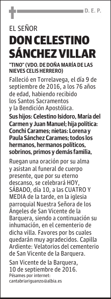 D. CELESTINO SÁNCHEZ VILLAR