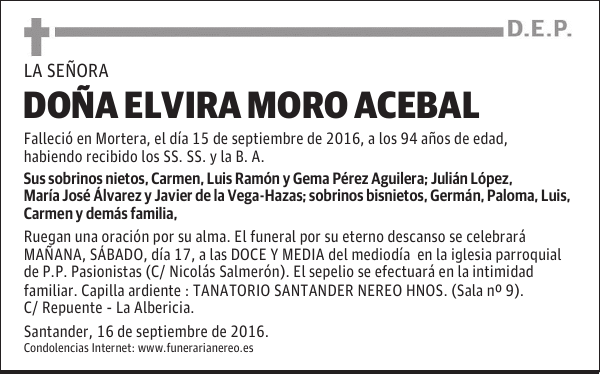 DOÑA ELVIRA MORO ACEBAL