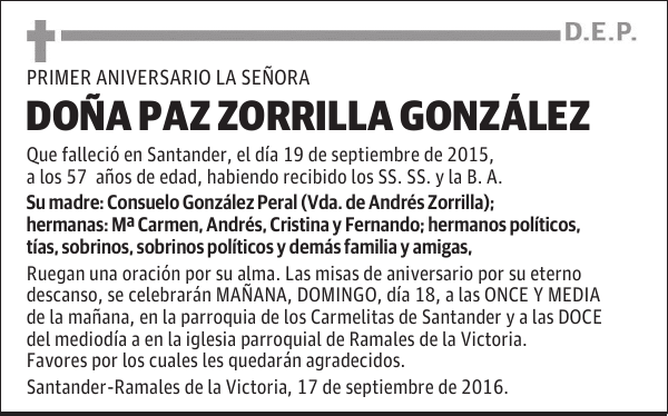 DOÑA PAZ ZORRILLA GONZÁLEZ