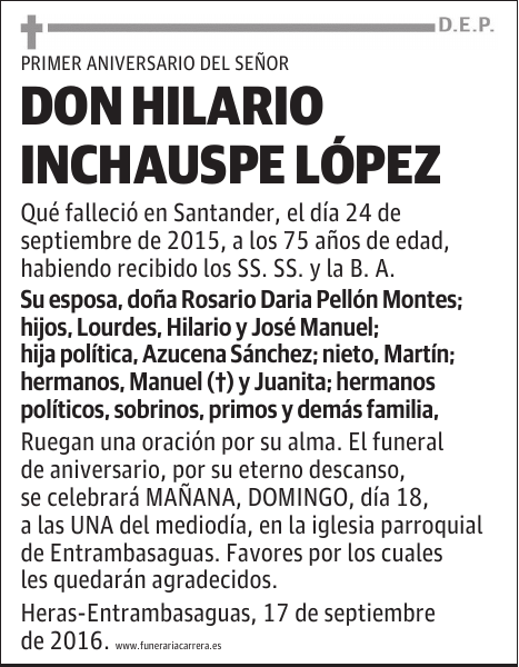 DON HILARIO INCHAUSPE LÓPEZ