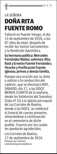 DOÑA RITA FUENTE ROMO