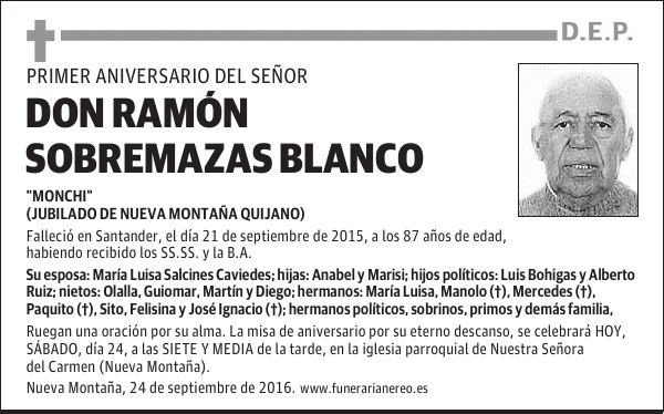 DON RAMON SOBREMAZAS BLANCO