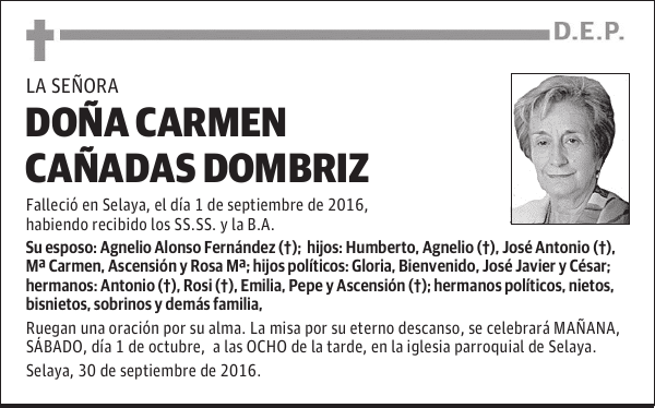 DOÑA CARMEN CAÑADAS DOMBRIZ