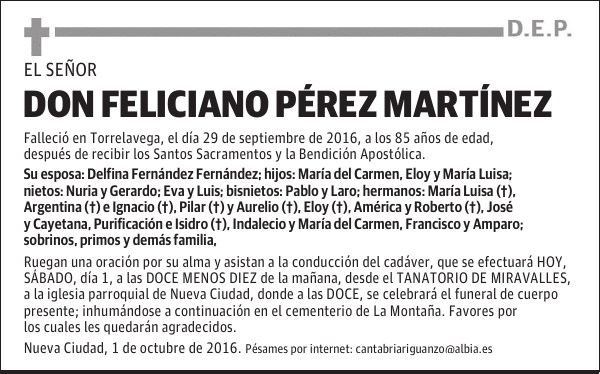 DON FELICIANO PÉREZ MARTÍNEZ