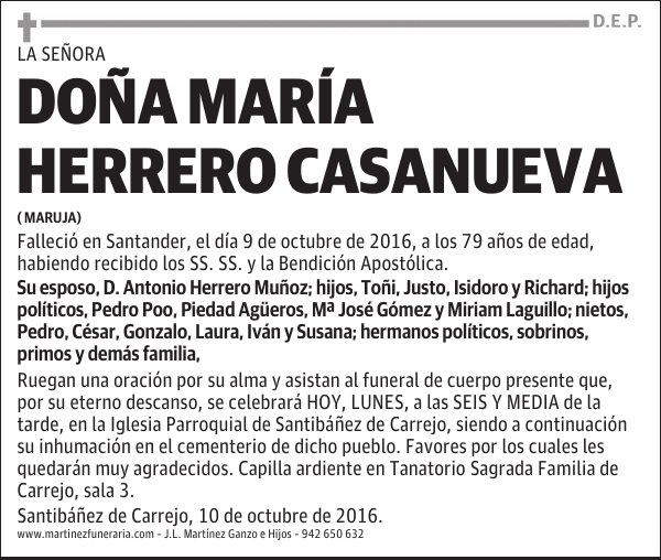 DOÑA MARÍA HERRERO CASANUEVA