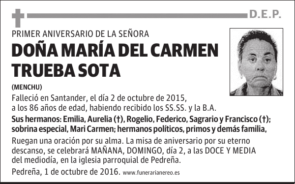 DOÑA MARIA DEL CARMEN TRUEBA SOTA