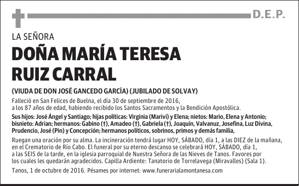 Doña María Teresa Ruiz Carral