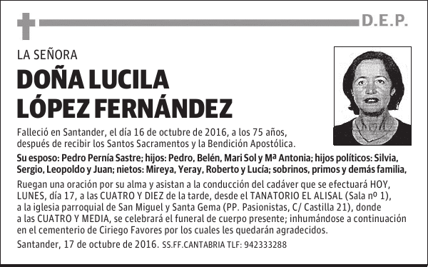 DOñA LUCILA LÓPEZ FERNANDEZ