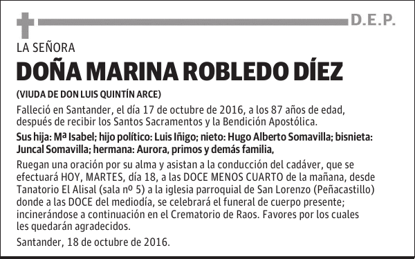 DOÑA MARINA ROBLEDO DIEZ
