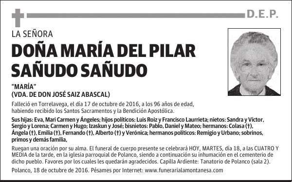 Doña María del Pilar Sañudo Sañudo