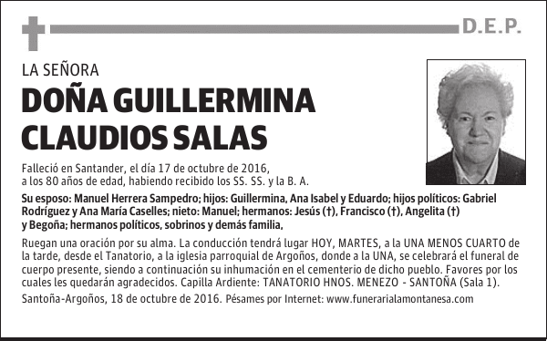 Doña Guillermina Claudios Salas