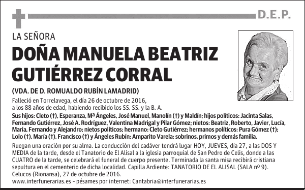 Dª. MANUELA BEATRIZ GUTIÉRREZ CORRAL