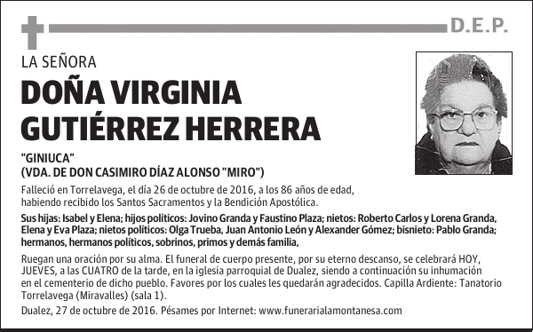 Doña Virginia Gutiérrez Herrera