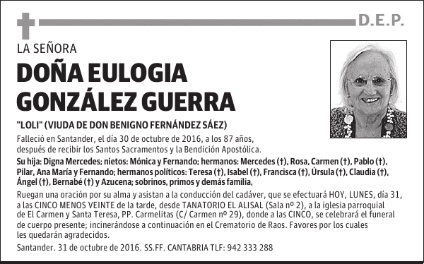 DOÑA EULOGIA GONZÁLEZ GUERRA