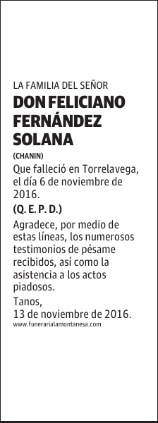 DON FELICIANO FERNÁNDEZ SOLANA