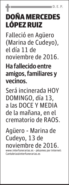 DOÑA MERCEDES LÓPEZ RUIZ