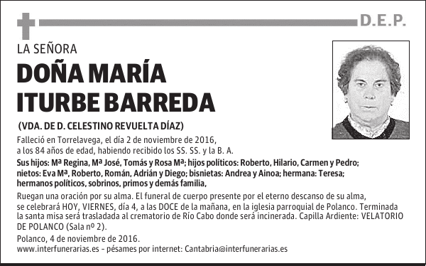 Dª. MARÍA ITURBE BARREDA