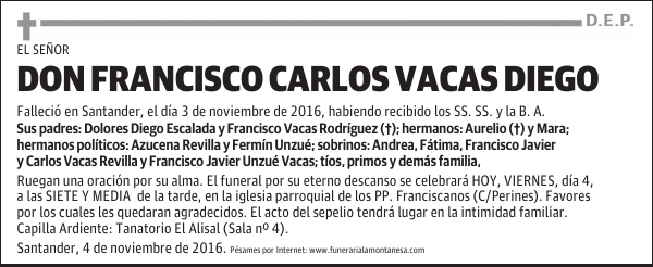 DON FRANCISCO CARLOS VACAS DIEGO