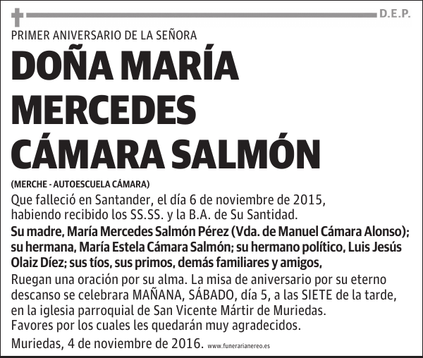 DOÑA MARIA MERCEDES CAMARA SALMON