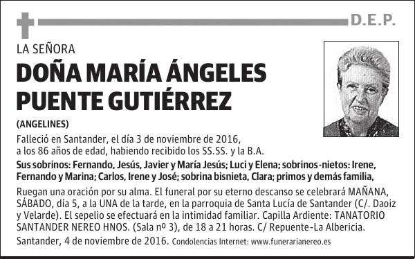 DOÑA MARIA ANGELES PUENTE GUTIERREZ