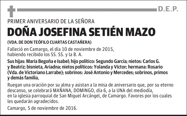 DOÑA JOSEFINA SETIÉN MAZO