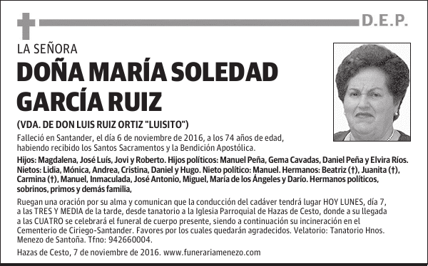 DOÑA MARÍA SOLEDAD GARCÍA RUIZ