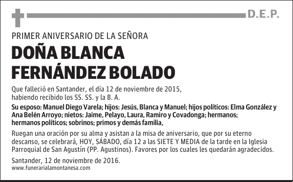 DOÑA BLANCA FERNÁNDEZ BOLADO