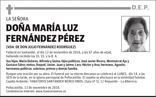 DOÑA MARÍA LUZ FERNÁNDEZ PÉREZ