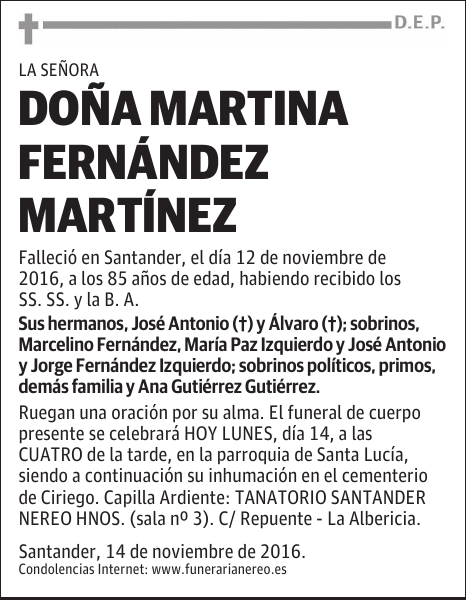 DOÑA MARTINA FERNÁNDEZ MARTÍNEZ