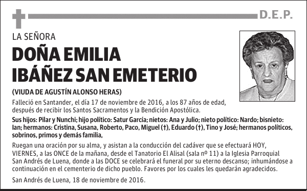 DOÑA EMILIA IBÁÑEZ SAN EMETERIO