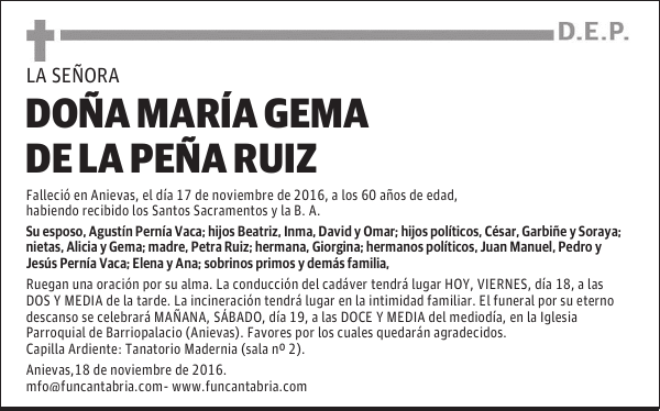 Doña María Gema de la Peña Ruiz