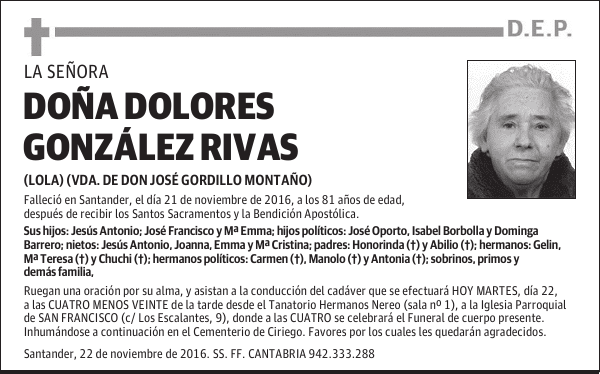 DOÑA DOLORES GONZÁLEZ RIVAS
