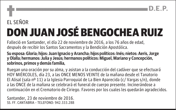 DON JUAN JOSÉ BENGOCHEA RUIZ