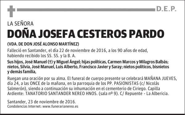 DOÑA JOSEFA CESTEROS PARDO