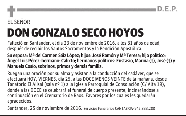 DON GONZALO SECO HOYOS