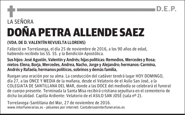 DOÑA PETRA ALLENDE SAEZ