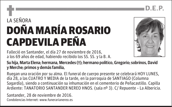 DOÑA MARÍA ROSARIO CAPDEVILA PEÑA