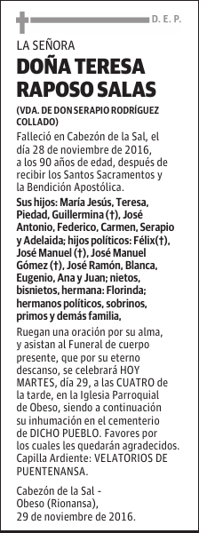 DOÑA TERESA RAPOSO SALAS