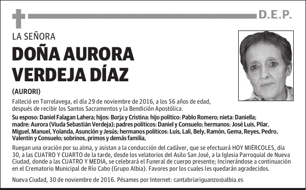 DOÑA AURORA VERDEJA DÍAZ