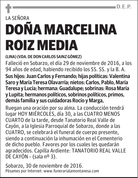 DOÑA MARCELINA ROIZ MEDIA