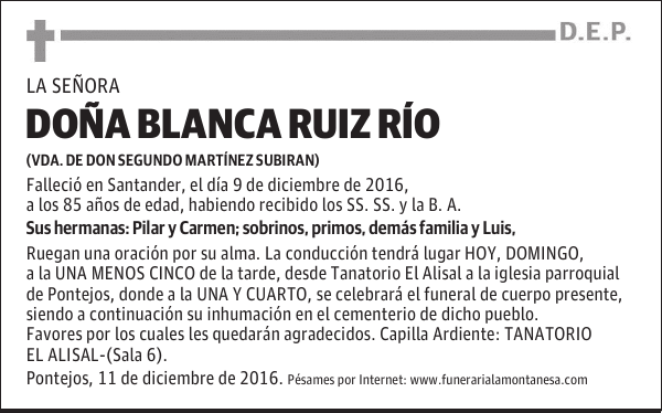 DOÑA BLANCA RUIZ RIO